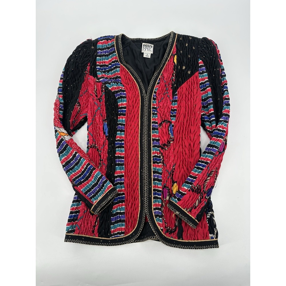 Vtg Jacket Jeanne Marc 80s Ruched Multicolor Women's Sz S 8/10 Made‎ In USA